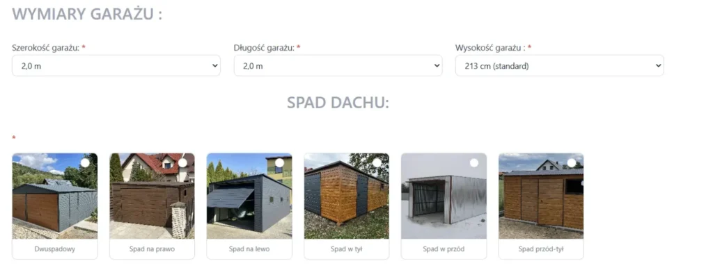 Konfigurator garaży Markostal